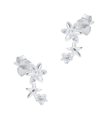 Beautiful Flower CZ Silver Stud Earring STS-6478